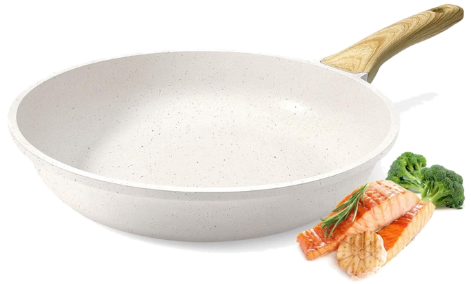 Sartén GiPP cerámica blanca de 26 cm con mango de efecto madera