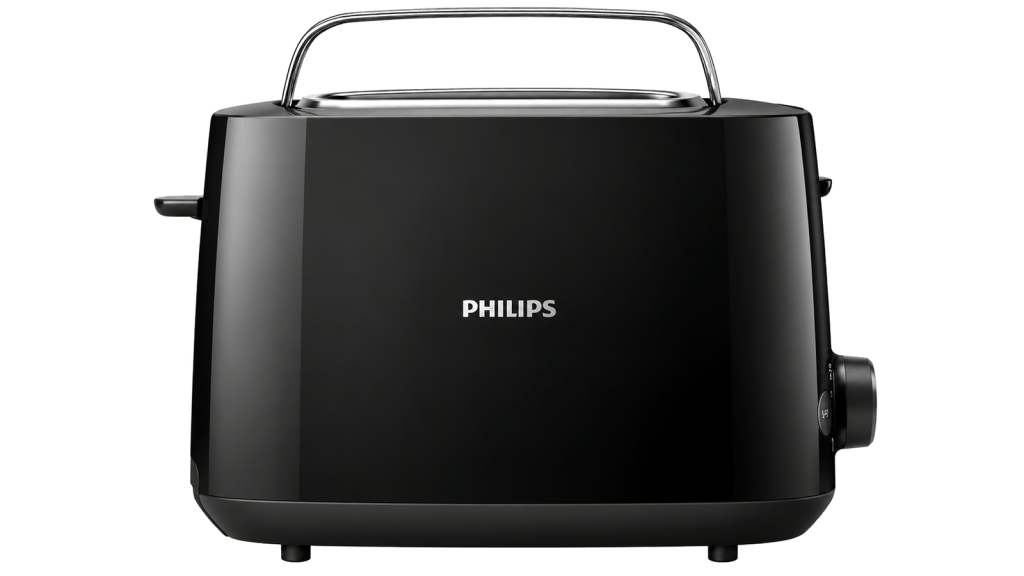 Tostadora Philips HD2581/90 negra, aislada sobre fondo transparente
