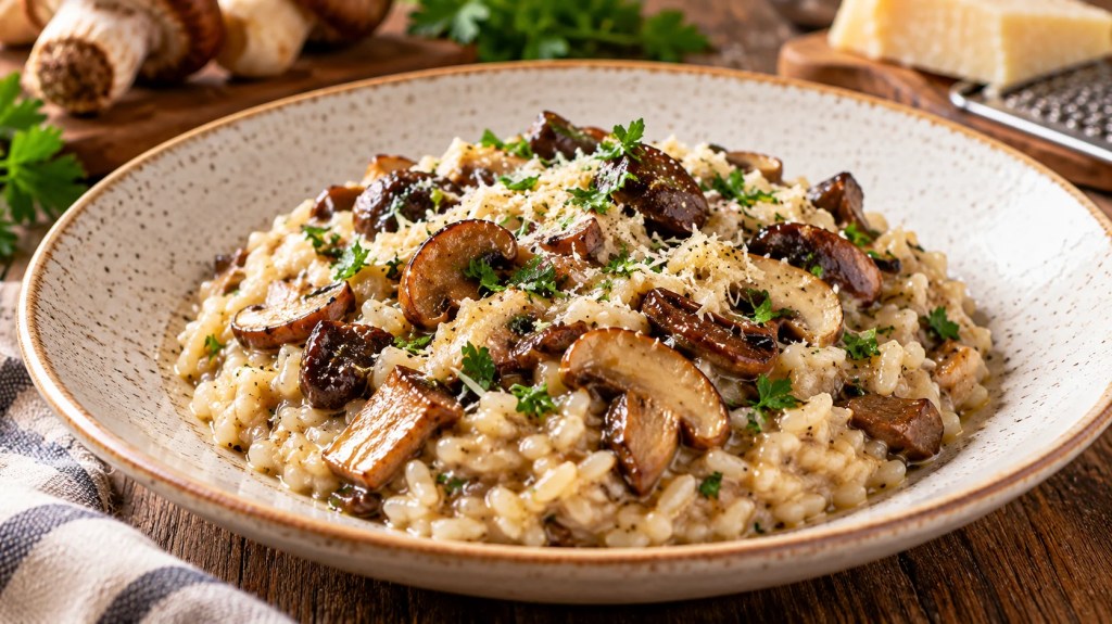 Risotto de setas y parmesano: receta cremosa sin nata paso a paso